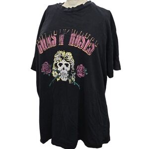 Cotton On Guns N Roses T Shirt Womens M Black Skull Rose Graphic Relaxed  Tee
